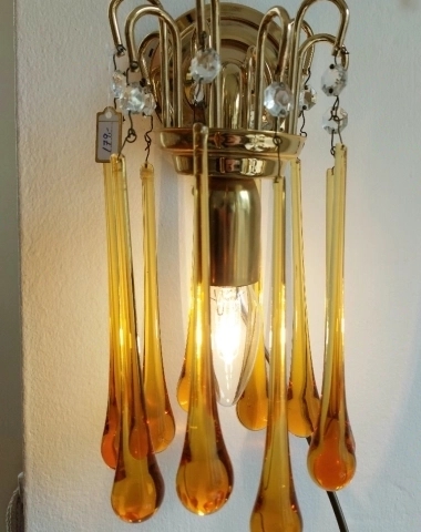 Vintage Teardrop Wandlamp Lamp Wandlampje Amber